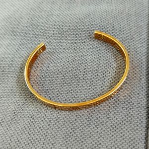 TORY BURCH • Rose Gold Pierced T Logo Cuff Bracelet